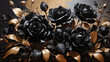 Enigmatic floral tableau featuring mysterious black roses, their velvety petals rendered with depth and nuance in oil.