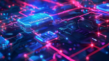 futuristic blockchain concept, internet, transactions and secure communications