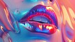 Stunning 3D visual of glossy lips melting down in vibrant hues, set against a contrasting solid color background