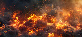 Fototapeta  - Intense flames peak through of fire's destructive power - Ai Generated