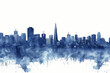 San Francisco skyline with watercolor texture, ideal for modern design and decor