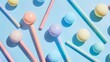 Polo mallets and balls in a pastel color palette  AI generated illustration