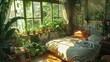 Siesta in a sunny plant-filled room