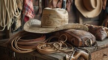 Rodeo Gear In A Western Motif  AI Generated Illustration
