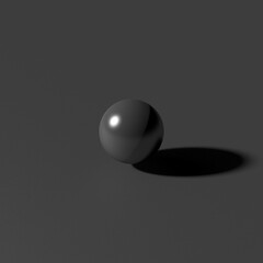 Wall Mural - Illustration of a 3d black ball and its shadow on a black background