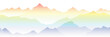Mountain ranges, fading dot, rainbow colors, seamless border, vector background, minimalism	