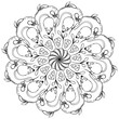 Mandala with mouse and cheese and fantasy patterns, doodle coloring page for creativity
