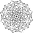 Zen mandala with drops and circles, intricate coloring page for kids creativity