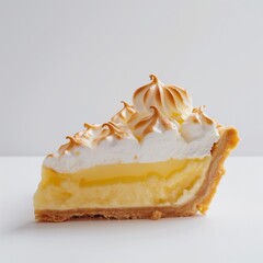 Poster - AI-generated illustration of a delicious slice of lemon meringue pie in focus