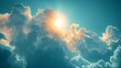 AI generated illustration of sun emerging from behind a cloud in the sky