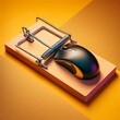 AI-generated illustration of A mousetrap with a computer mouse inside