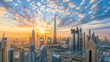 © ArtStage - The citys skyline is a futuristic work of art with buildings twisting and turning towards the sky  AI generated illustration
