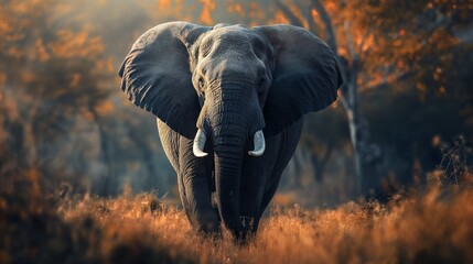 Sticker - Stunning portrait of an elephant in its natural habitat