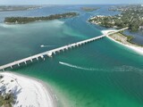 Aerial shot of The Seven Mile Bridge in the Florida Keys