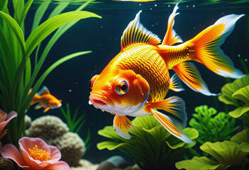 Wall Mural - goldfish in fish tank