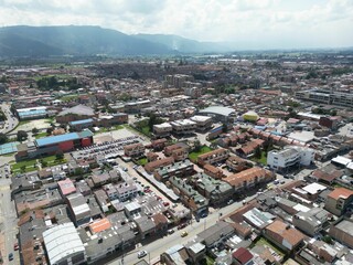 Wall Mural - Aerial shot of the urban town of Chia in Cundinamarca, Colombia