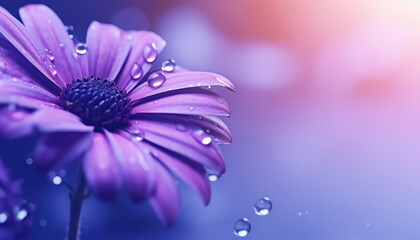 Sticker - A purple flower with droplets of water on it