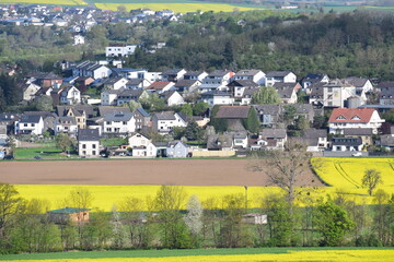 Canvas Print - village Thür in the Eifel during spring