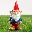 A cheerful garden gnome stands on lush grass, symbolizing whimsy and garden decor.