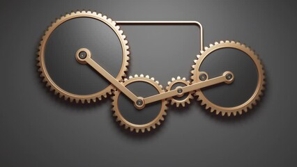 Looped 3D animation of a mechanism from a group of gears