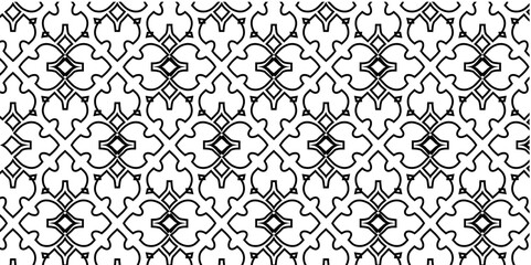 Poster - Decorative black and white seamless pattern with tulip and diamond shapes for creative design and cultural concepts