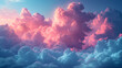 Ethereal Pink and Blue Cloudscape at Sunset, Generative AI