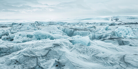 Canvas Print - Serene Arctic Landscape with Melting Icebergs and Glacial Terrain