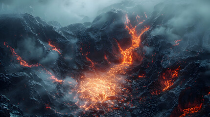 Poster - Peering into the Abyss A Captivating Journey Through the Depths of an Erupting Volcano