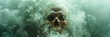Mysterious Skull Enveloped in Misty Green Smoke