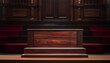 © Wonderful Studio - An empty wooden podium or lectern in a courtroom