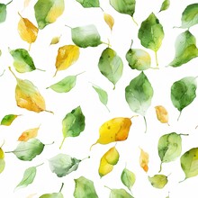 Tiny Watercolor Poplar Leaves, Seamless, Fluttering Light Elegances. Seamless Pattern, Fabric Pattern, Tumbler Wrap, Mug Wrap.