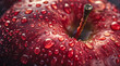 Fresh Red Apple with Water Droplets Close-Up