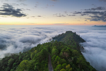 Wall Mural - Beautiful natural in the morning on high mountion border of Thailand and Myamar, Chiang Mai Province, Thailand.