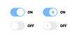 On and Off toggle switches. Vector icons