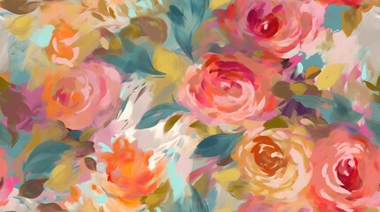 Sticker - bright vibrant colorful roses abstract floral background wallpaper pattern