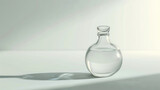 Fototapeta  - Elegantly shaped transparent minimalist clear glass perfume bottle with smooth and rounded edges forms against a backdrop of soft diffused light created with Generative AI Technology
