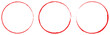 Red circle line hand drawn set. Highlight hand drawing circle isolated on white background. Round handwritten circle. For marking text, note, mark icon, vector. Vector illustration. Eps file 335.