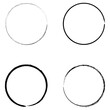 black Hand drawn circle brush sketch set. Grunge doodle scribble round circles for message note mark design element. Brush circular smears. Vector illustration. Eps file 348.