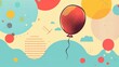 A cute isolated flying balloon in a retro Memphis style design   AI generated illustration