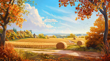 A Charming Countryside Scene During A Sunny Autum