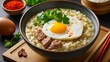  Deliciously hearty breakfast bowl with eggs sausage and rice