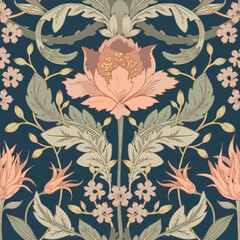 Retro pattern. Floral classic ornament. Seamless floral pattern.