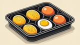 Fototapeta Dmuchawce -  A tray of six eggs three sunnyside up and three over easy