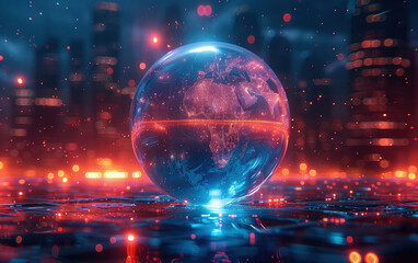 Wall Mural - glowing earth and rays,created with generative ai tecnology.