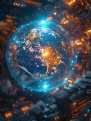 Wall Mural - glowing earth and rays,created with generative ai tecnology.