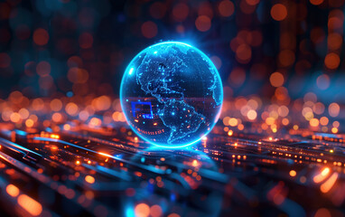 Wall Mural - glowing earth and rays,created with generative ai tecnology.