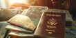 Passports and boarding passes, close-up, ready for adventure, bright light