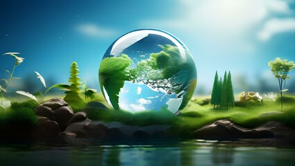 Wall Mural - Ai Generated Illustration Showing a view of World Environment day and green house effects on the environment and human health