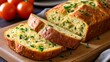  Deliciously baked bread with herbs ready to serve