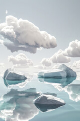 Wall Mural - Serene Floating Icebergs in a Tranquil Ocean